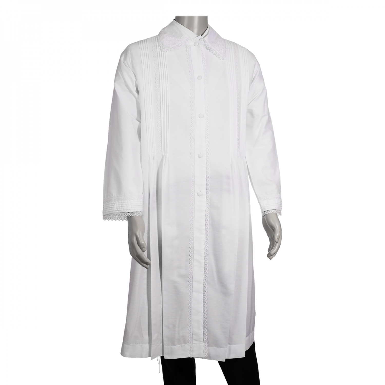 Kittel - Lace Trim and Pleated Style