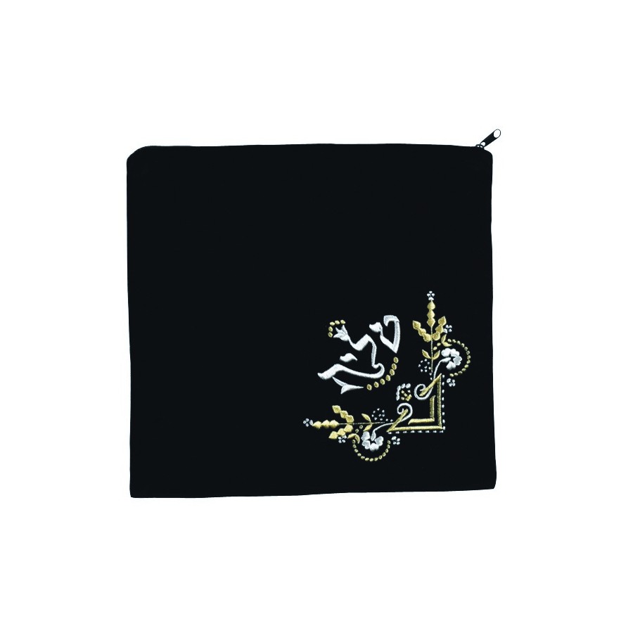 Tallis Bag Design KT 35 - Black Velvet with Silver Embroidery