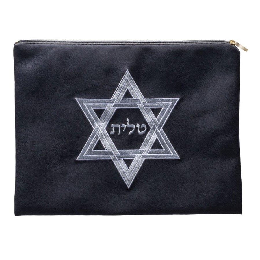 Tallit bag in black suede look with star of david, design KT 1035