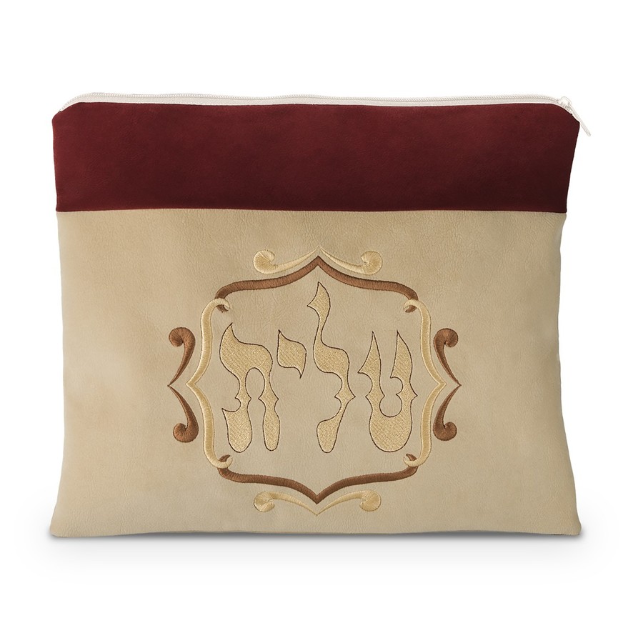 Tallis Bag Design KT 1060 - Cream and Burgundy Suede Look
