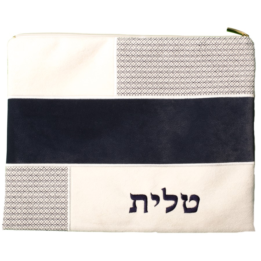 Tallis Bag Design KT 2035 - White and Navy Suede Look