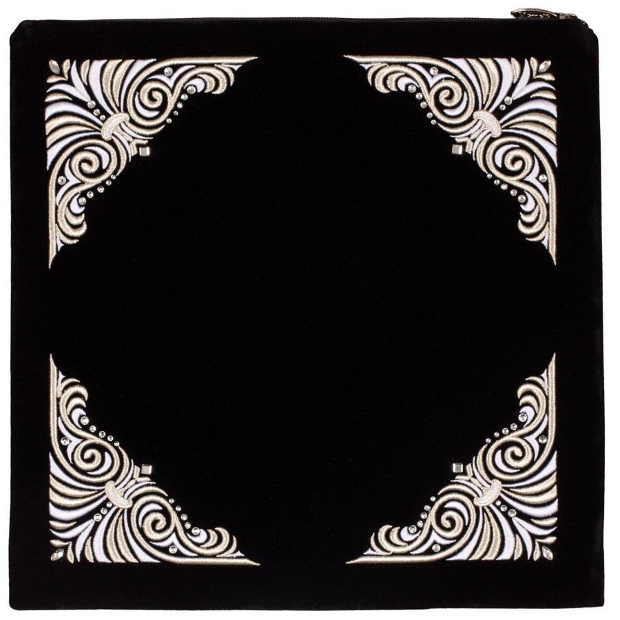 Tallis Bag Design KT 180 - Black Velvet with Silver Embroidery