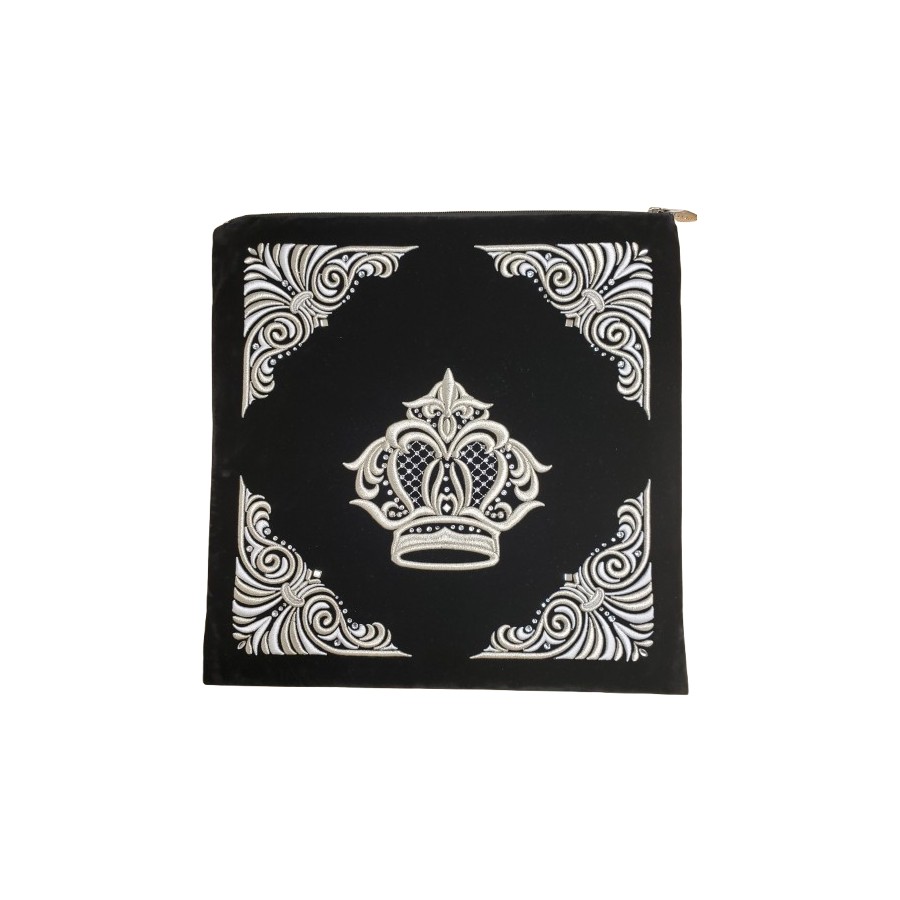 Tallis Bag Design KT 181 - Black Velvet with Silver Embroidery