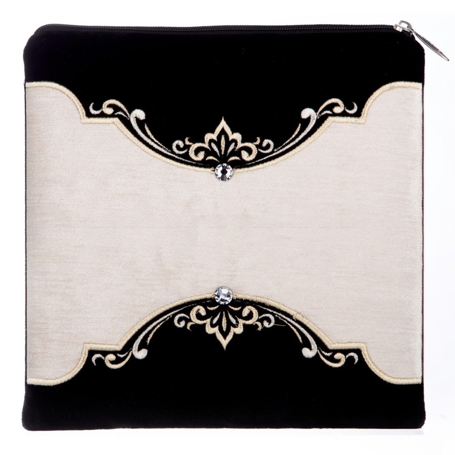 Tefillin bag in black velvet with gold embroidery, design KT 445