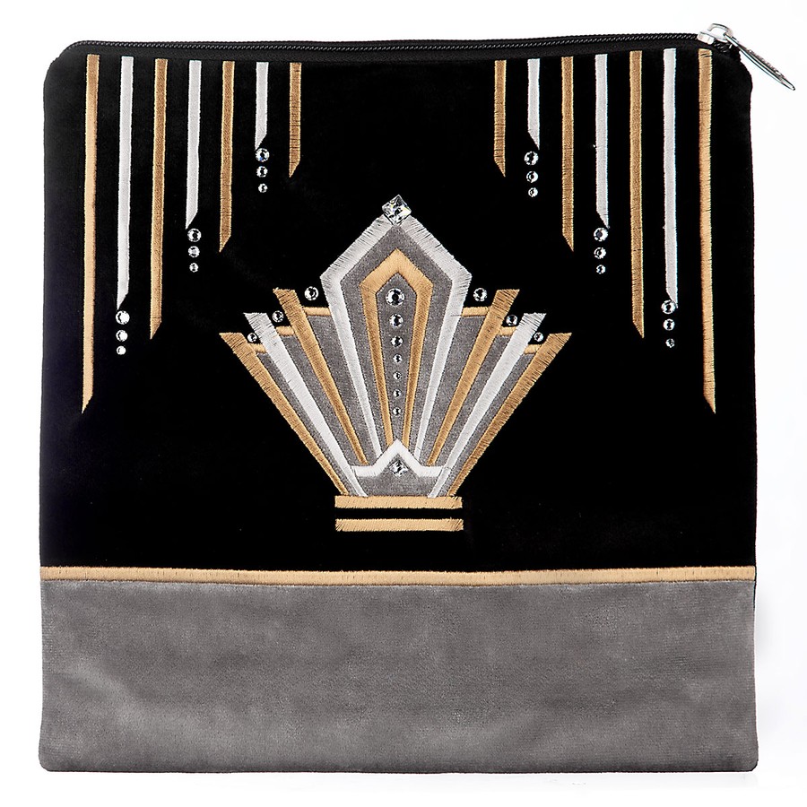 Tallit bag in black velvet with gold embroidery, design KT 495
