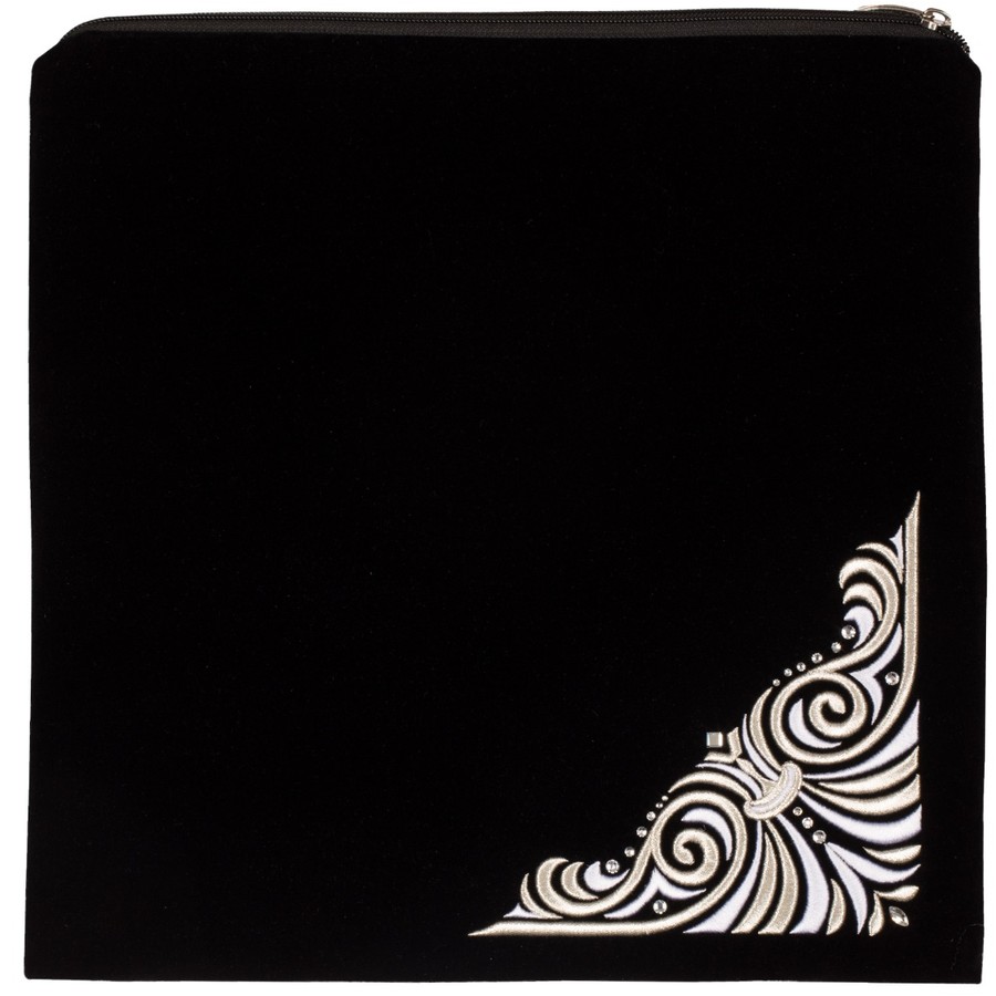 Tallis Bag Design KT 80 - Black Velvet with Silver Embroidery