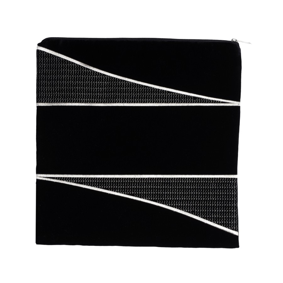 Tallit bag in black velvet with silver embroidery, design KT 170