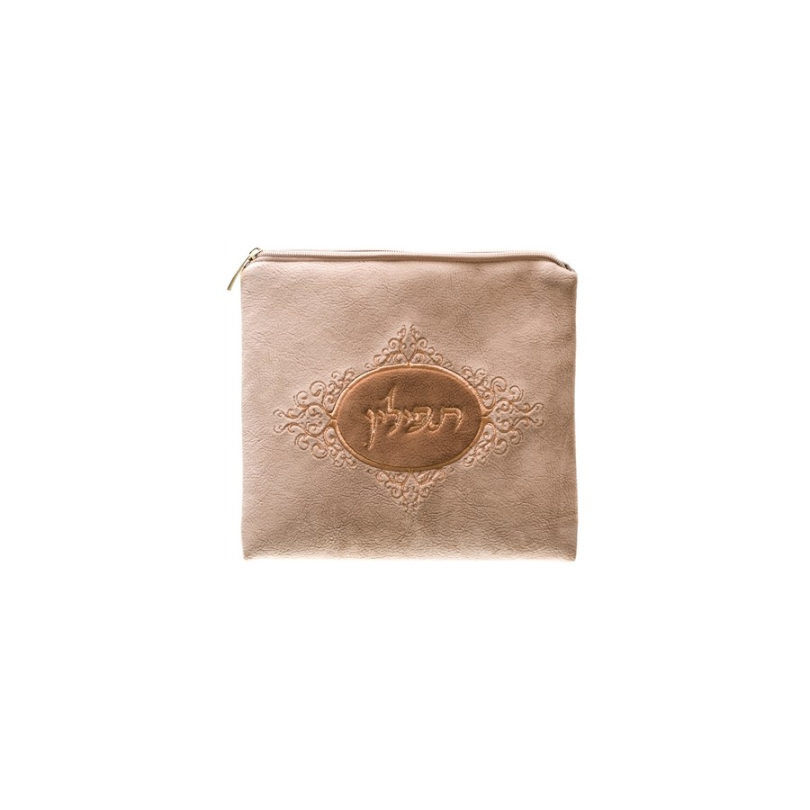 Tefillin bag in beige suede look, design KT 1011