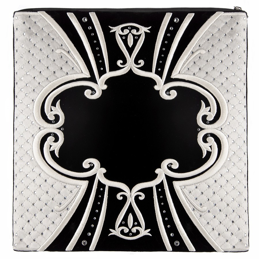 Tallis Bag Design KT 360 - Black Velvet with Silver Embroidery
