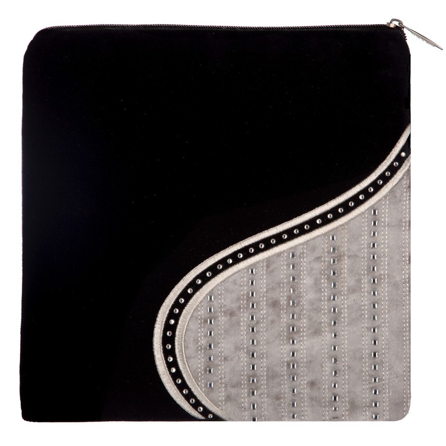 Tallis Bag Design KT 370 - Black Velvet with Silver Embroidery