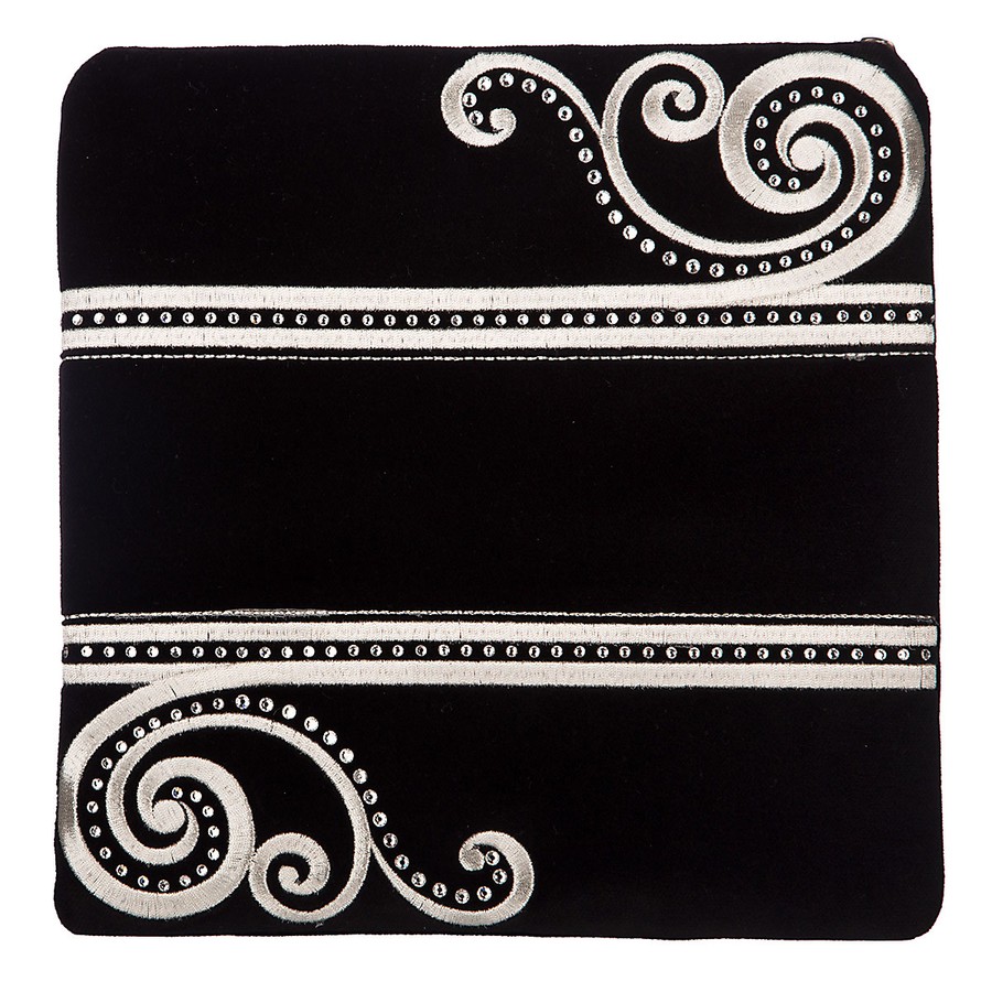 Tallis Bag Design KT 375 - Black Velvet with Silver Embroidery