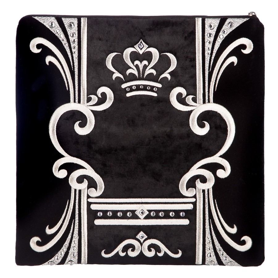 Tefillin bag in black velvet with silver embroidery, design KT 385