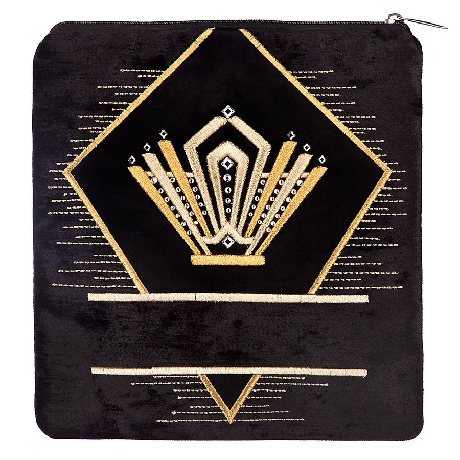 Tefillin bag in black velvet with gold embroidery, design KT 410