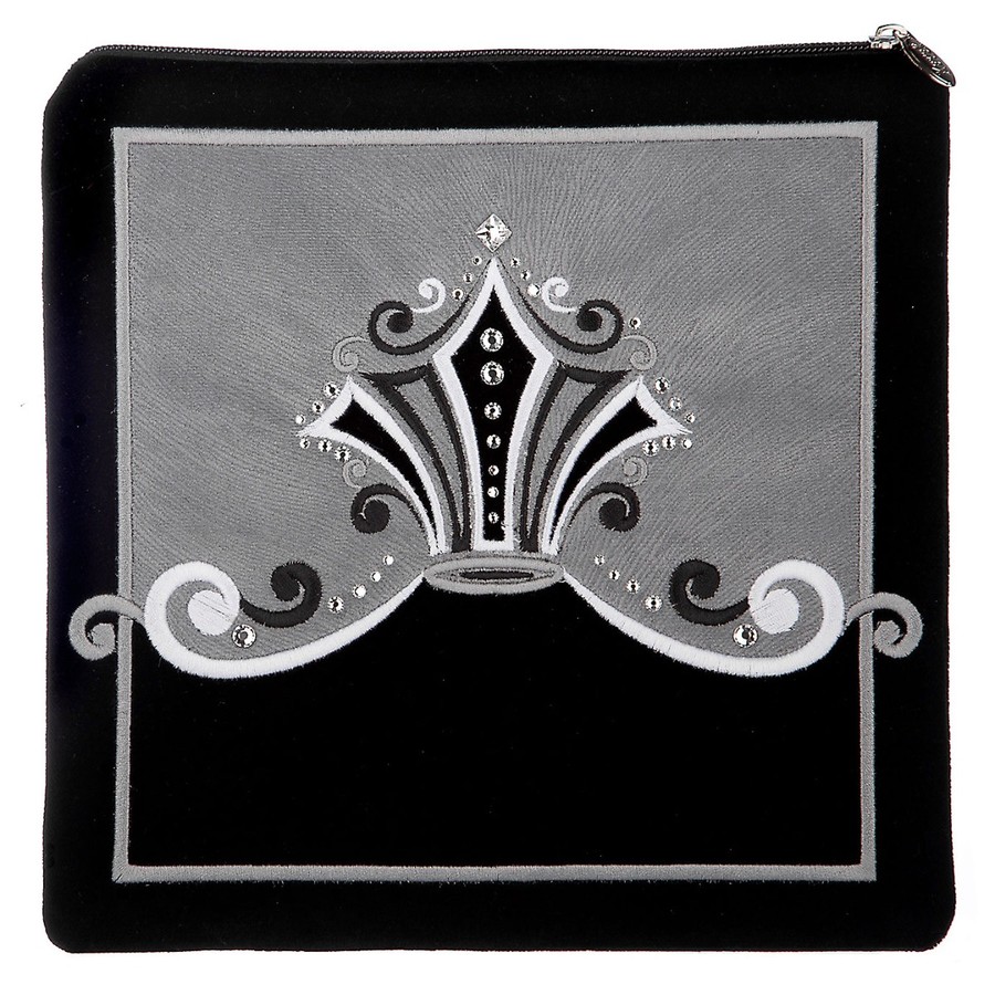 Tallis Bag Design KT 415 - Black Velvet with Silver Embroidery