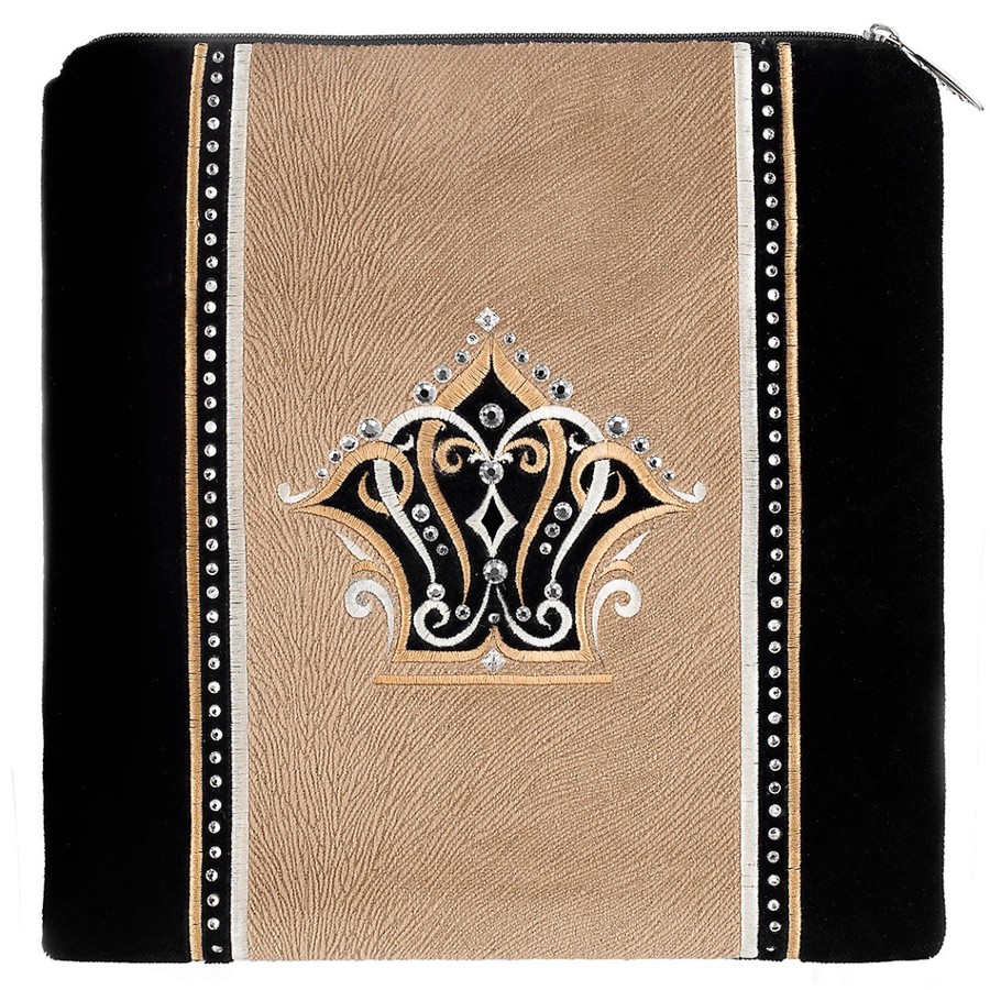Tefillin bag in black velvet with gold embroidery, design KT 420