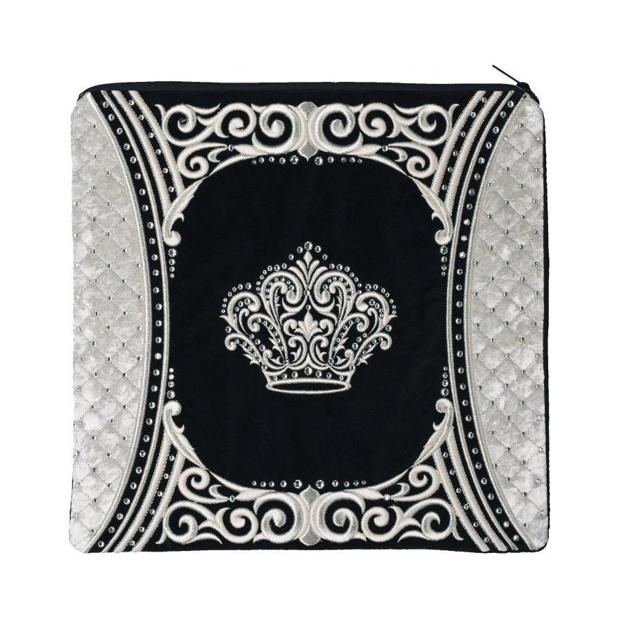 Tallit bag in black velvet and white crushed velvet, design MC 455