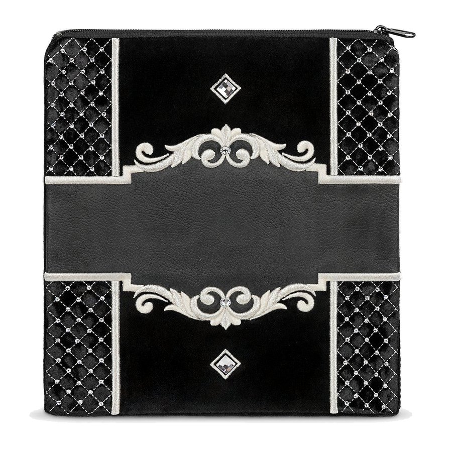 Tallit bag in black velvet and leather, design MC 480