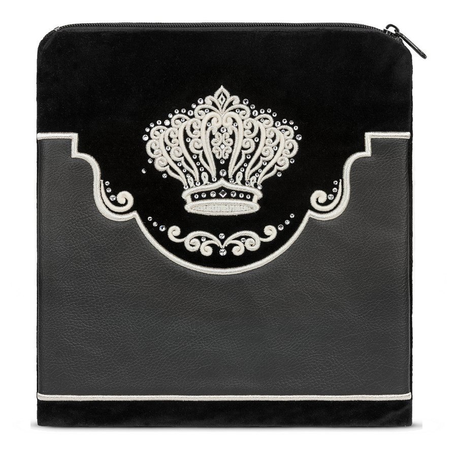 Tallit bag in black velvet and grey faux leather, design MC 545