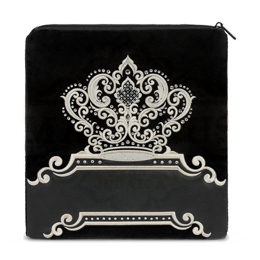 Tallit bag in black velvet and black faux leather, design MC 535