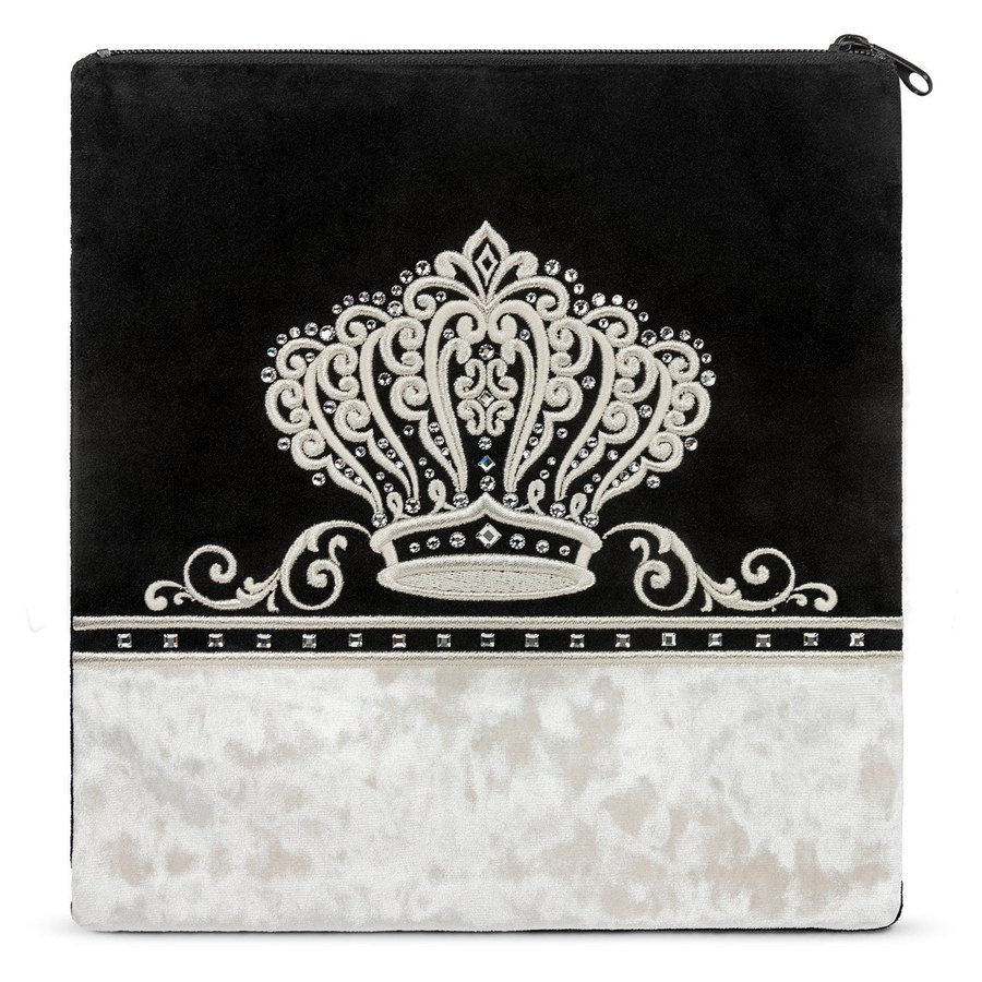Tallit bag in black velvet and white crushed velvet, design MC 591