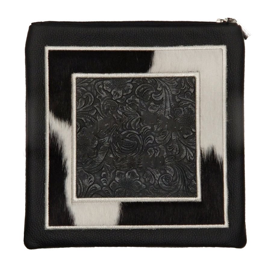Tallis Bag Design MC 1014 - Black Floral Leather and Black & White Fur