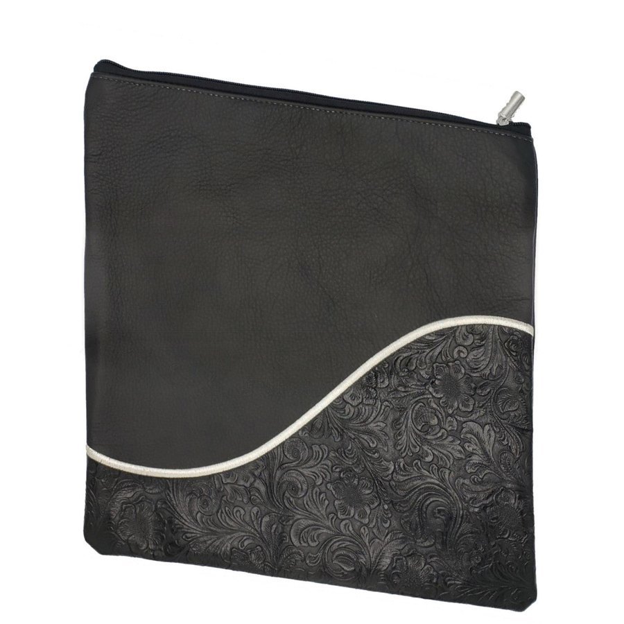 Tallis Bag Design MC 1015 - Black Leather and Black Floral Leather