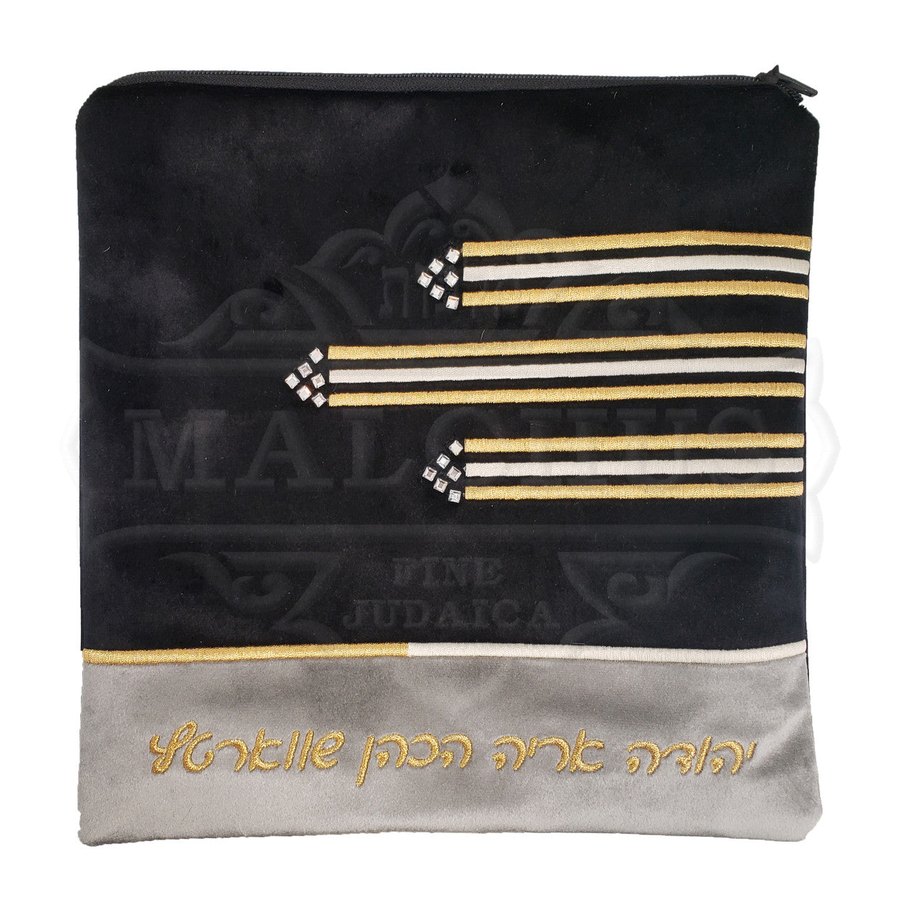Tallit bag in black and grey, design MC V1270
