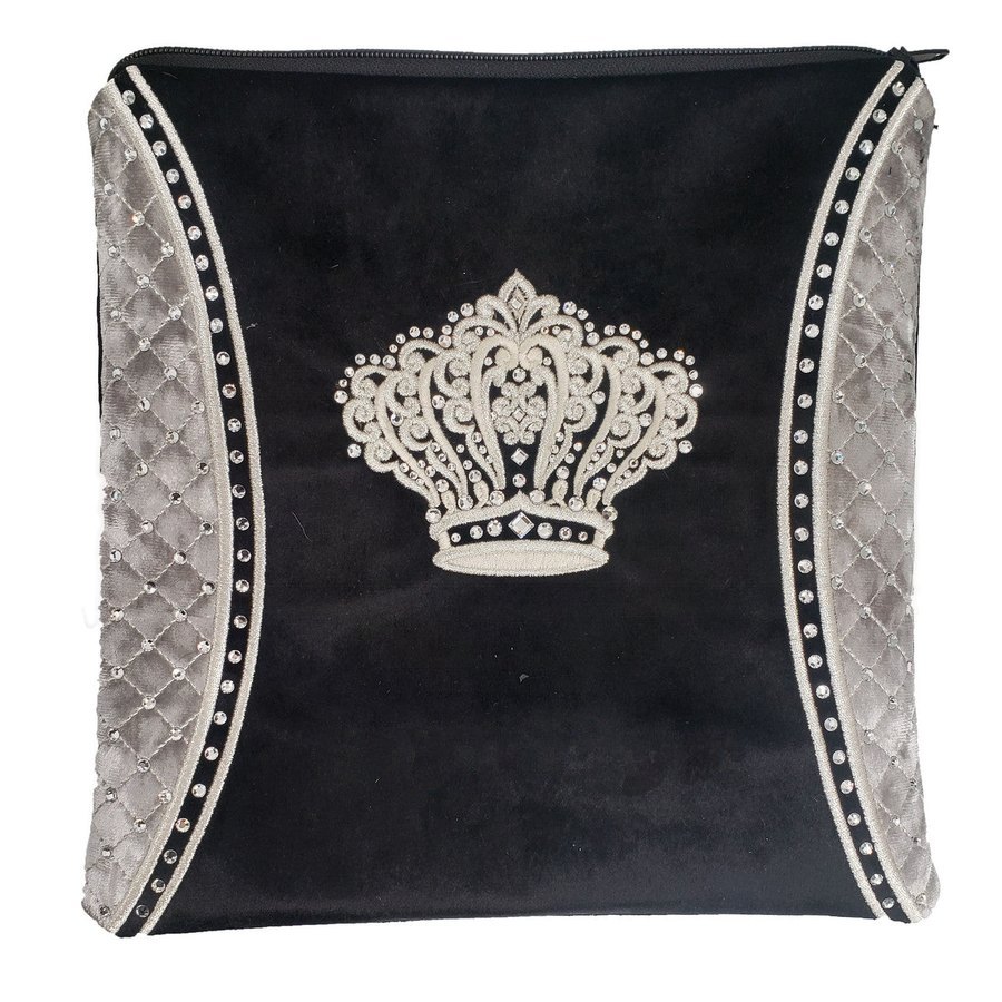 Tallit bag in black velvet and silver velvet, design MC V2035