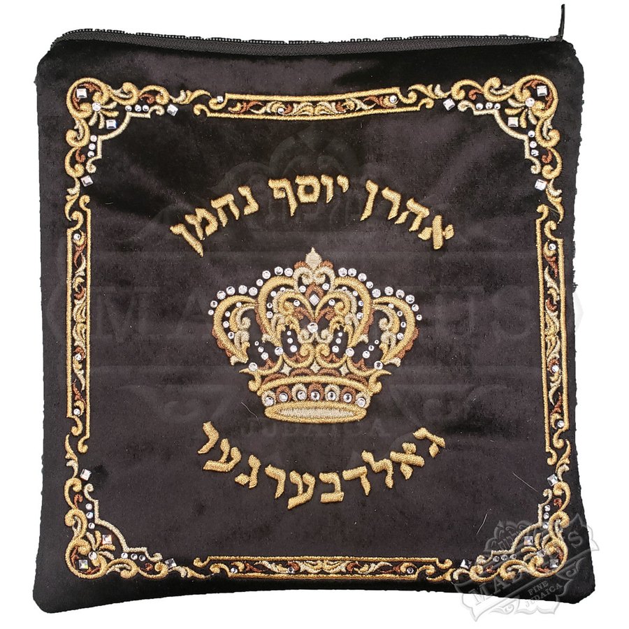 Tallit bag in black velvet with gold embroidery, design MC V3040