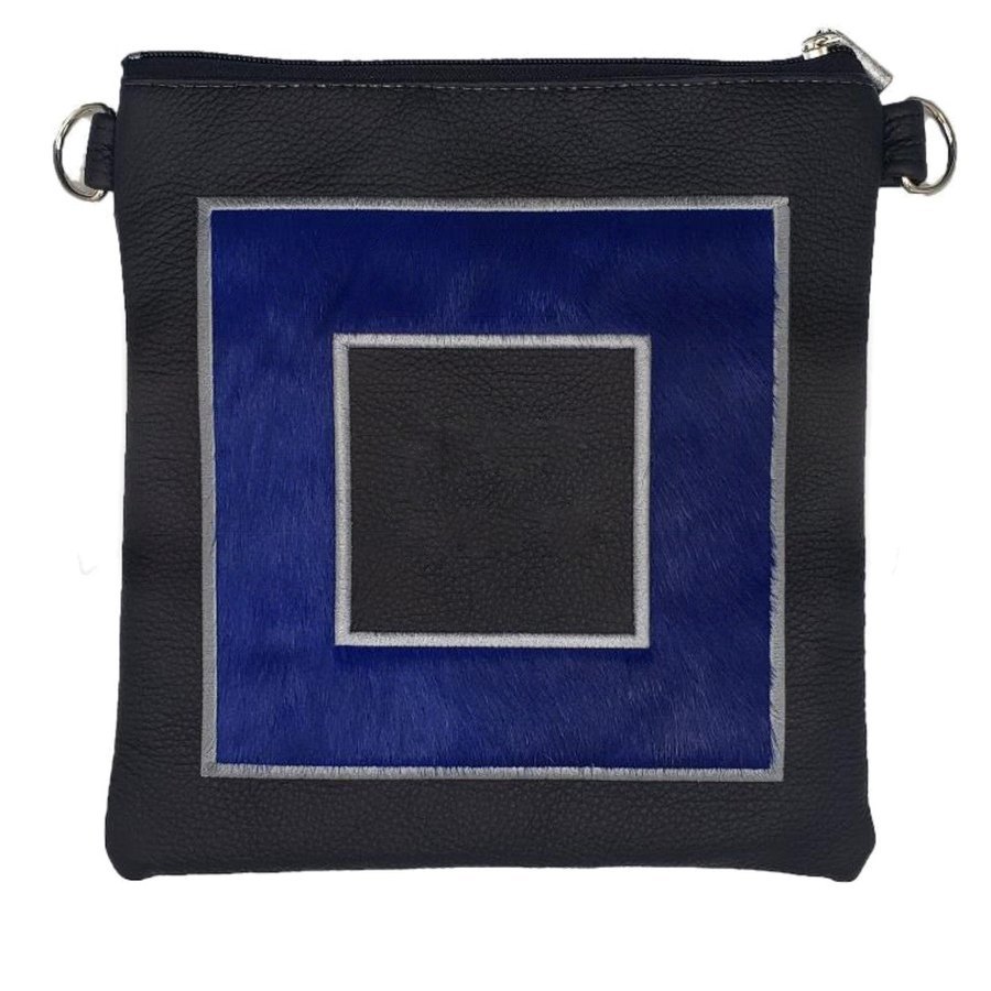 Tallis Bag Design MC 1017 - Black Leather and Royal Blue Velvet