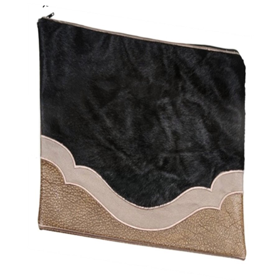 Tallis Bag Design MC 1040 - Black Fur and Beige Design Leather