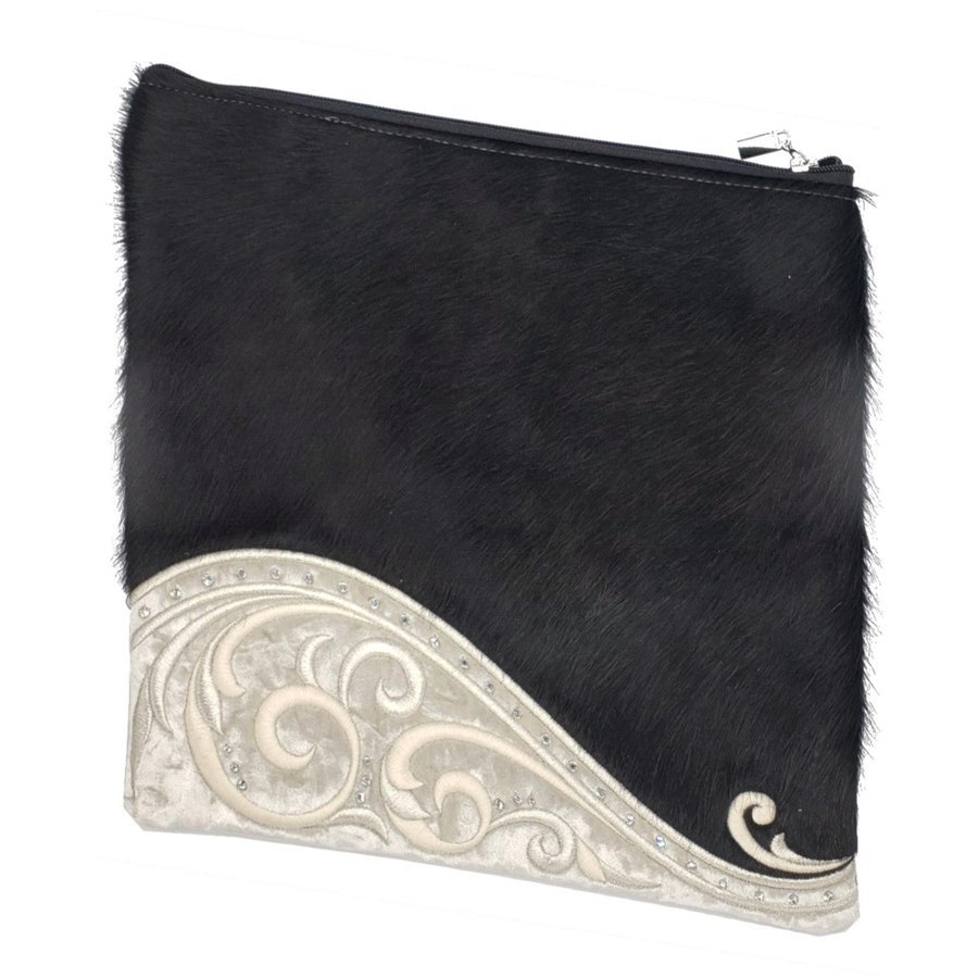 Tallit bag in black fur and white crushed velvet, design MC 2013