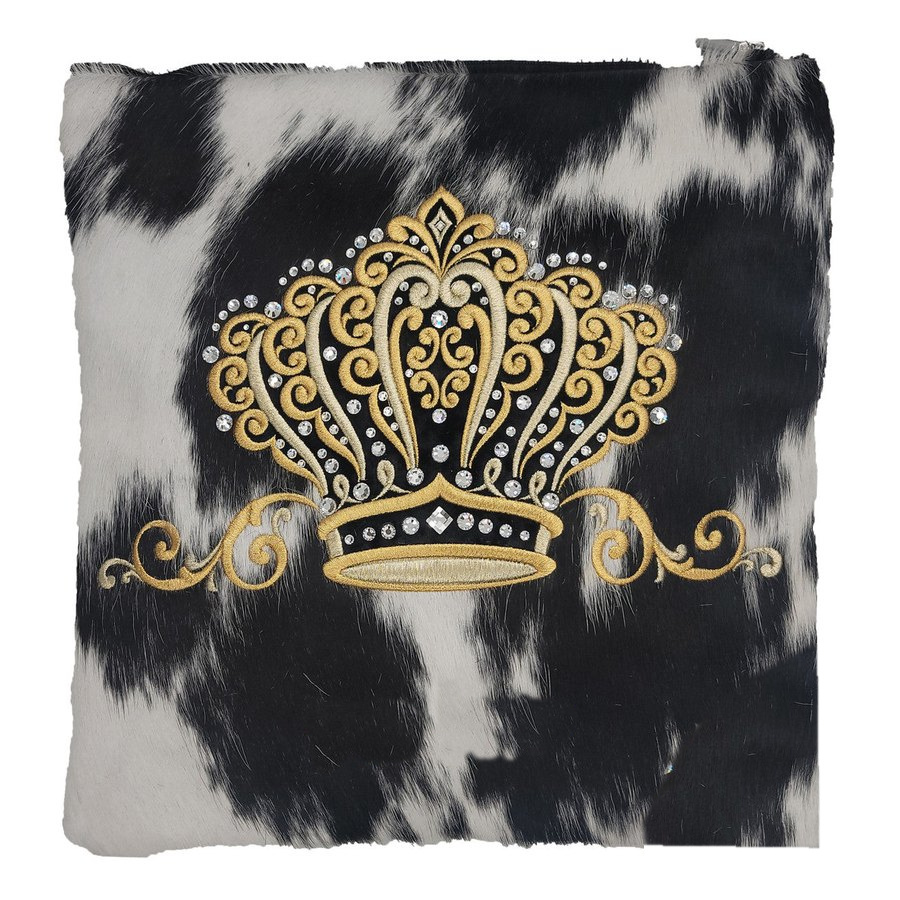 Tallit bag in black & white fur with gold embroidery, design MC 2003