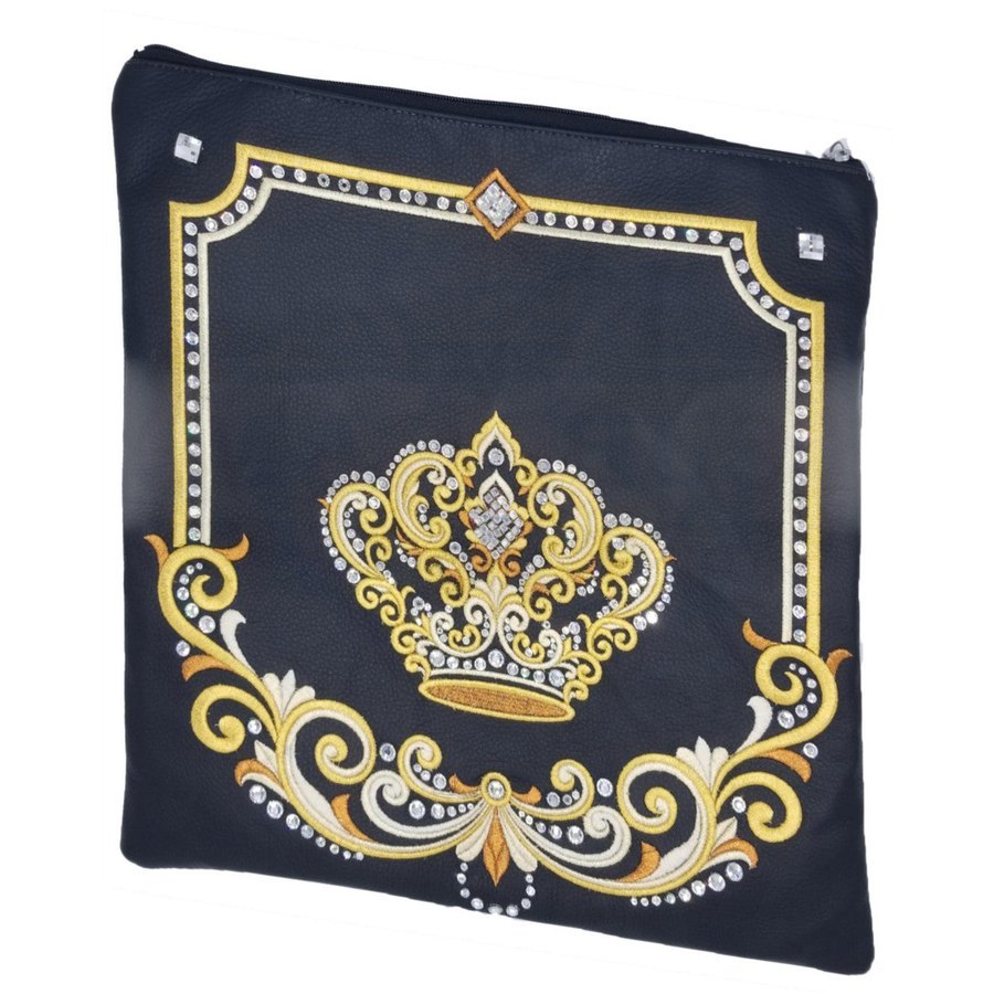 Tallit bag in black leather, design MC 3031