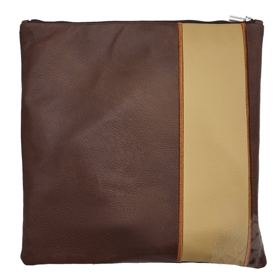 Tallit bag in brown leather and beige leather, design MC 5018