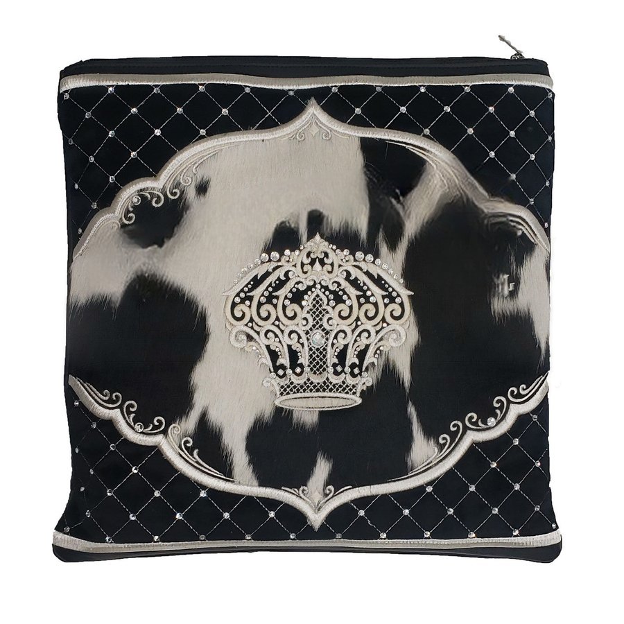Tallit bag in black velvet and black & white fur, design MC V3008