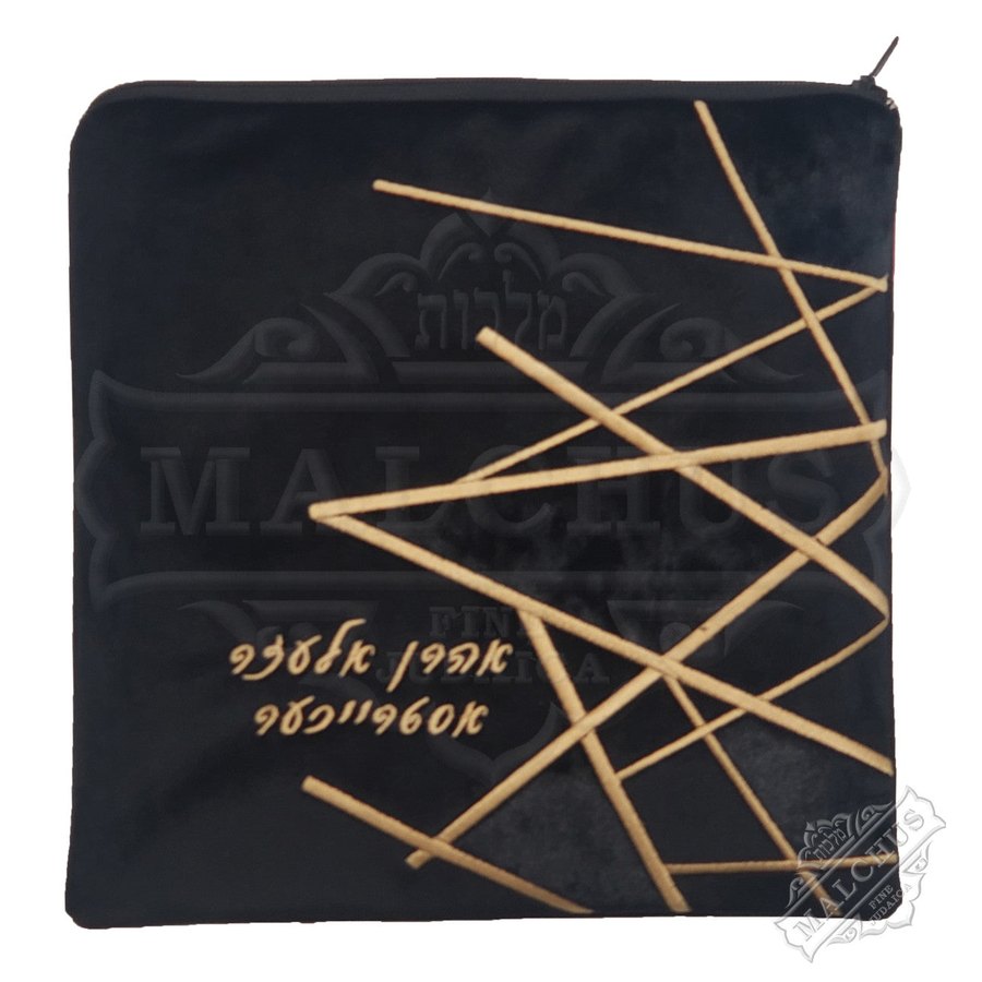 Tallit bag in black velvet with gold thread, design MC V1260