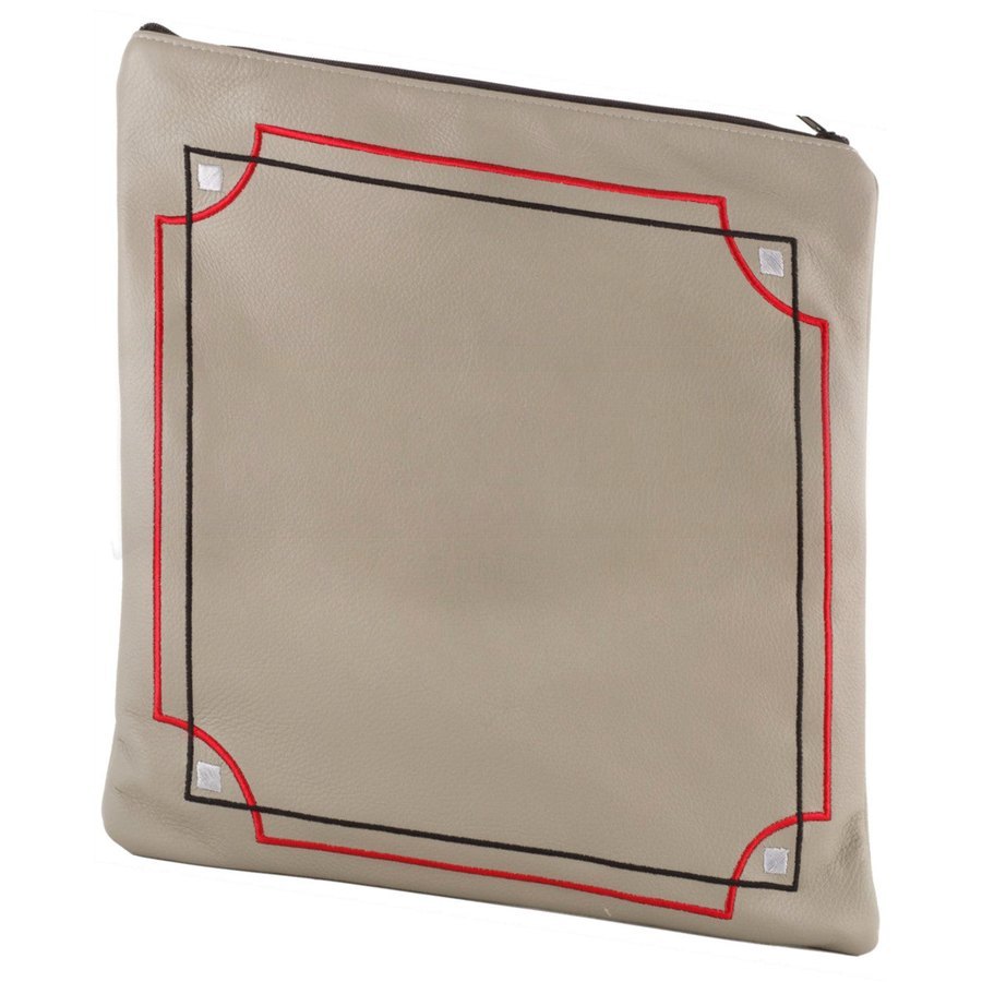Tallis Bag Design MC 1012 - Beige Leather with Red and Black Trim