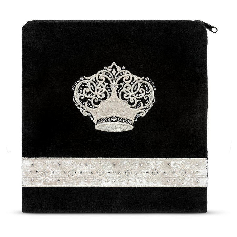 Tallit bag in black and white velvet with silver embroidery, design MC 581