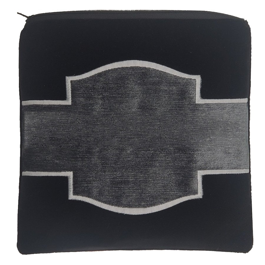 Tallit bag in black velvet and grey denim-look velvet, design MC V1060