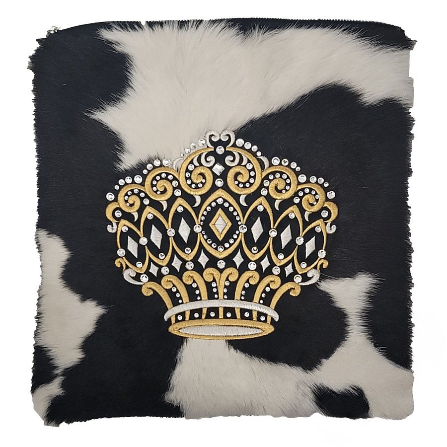 Tallit bag in black and white fur with gold embroidery, design MC 6060