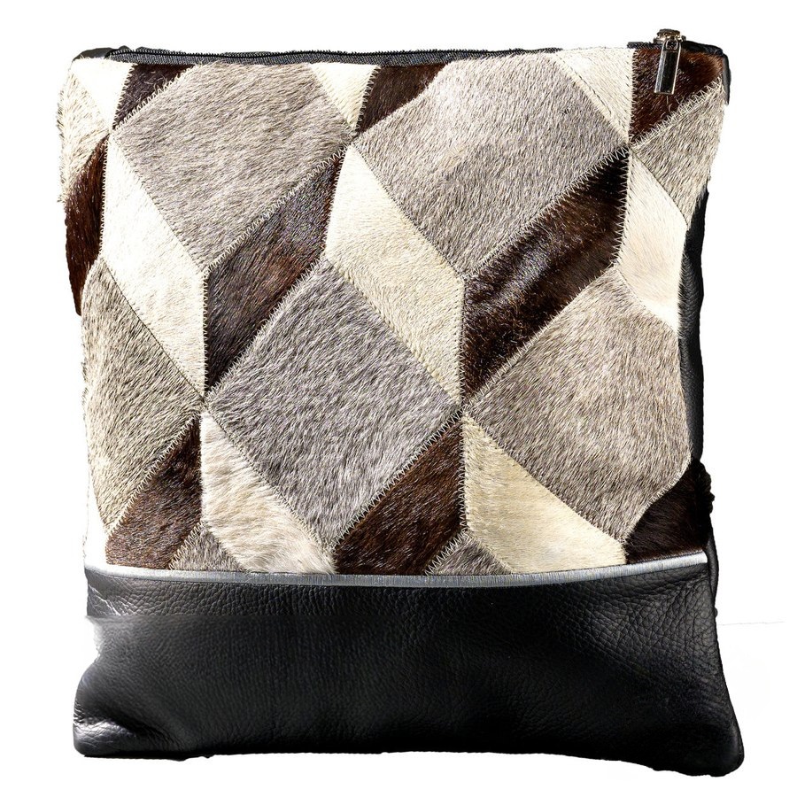 Tallit bag in black leather and 3d box fur, design MC 7010