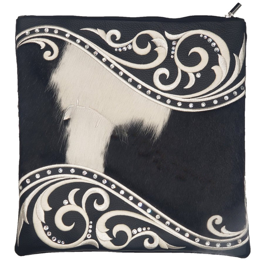 Tallit bag in black leather and black & white fur, design MC 2014