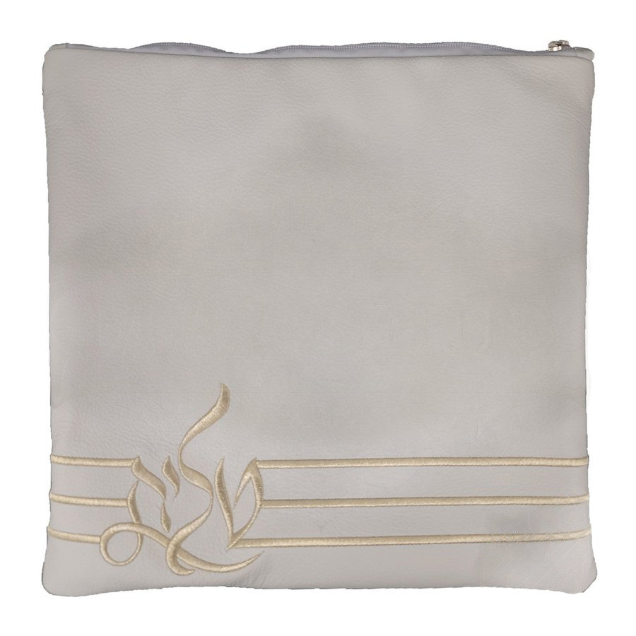 Tallis Bag Design MC 1318 - White Leather with Gold Embroidery