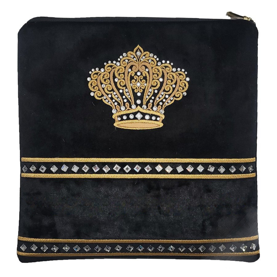 Tallit bag in black velvet with gold embroidery, design MC V4013
