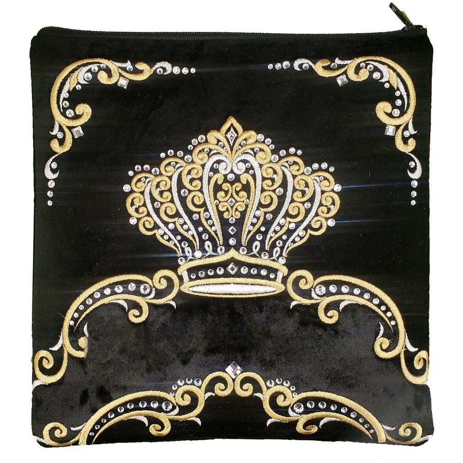 Tallit bag in black velvet with gold embroidery, design MC V4056