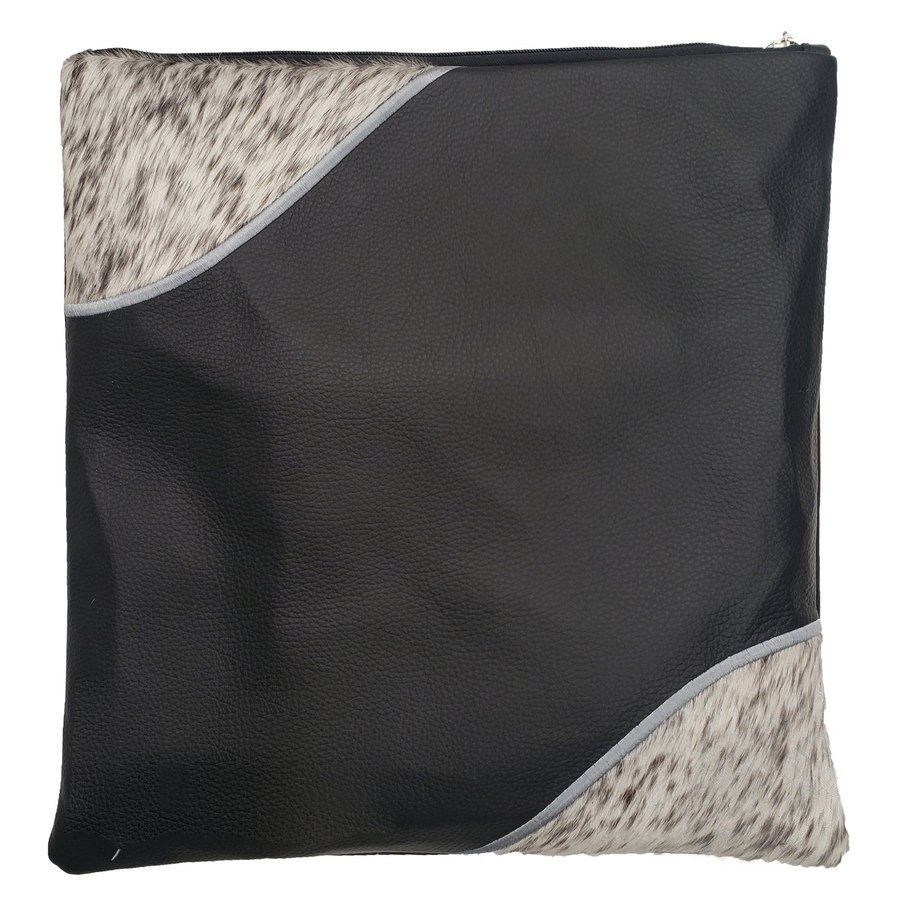 Tallit bag in grey leather and grey & white fur, design MC 5030