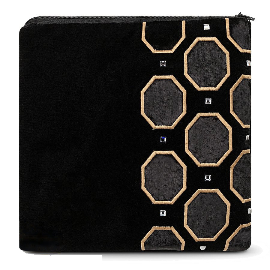 Tallit bag in black velvet with gold embroidery, design MC 815