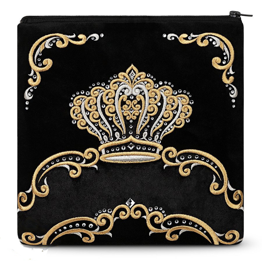 Tallit bag in black velvet with gold and silver embroidery, design MC 865