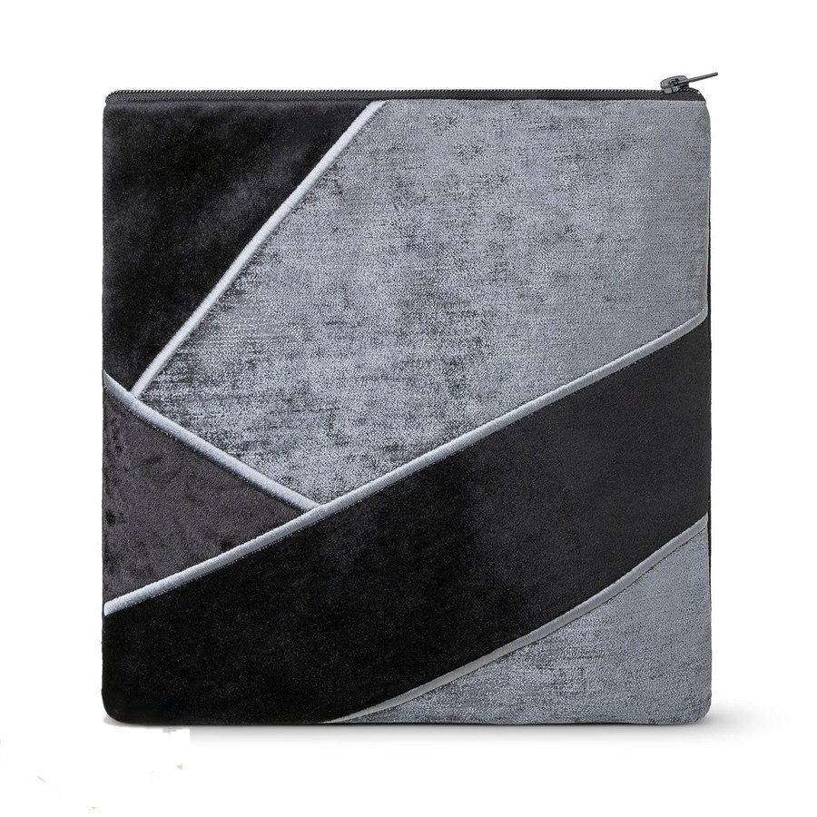 Tallit bag in grey velvet and black velvet with silver embroidery, design MC 870